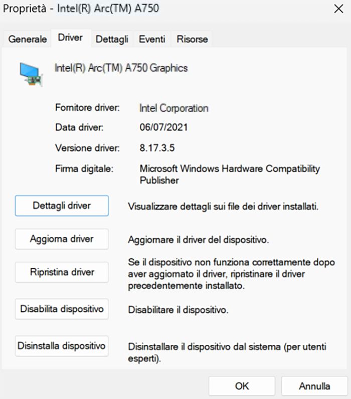 Verifica dell’installazione del driver