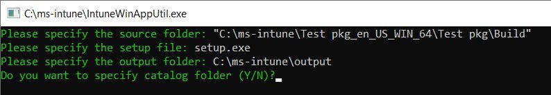 Indicaciones de la herramienta de preparación de Intune Win 32