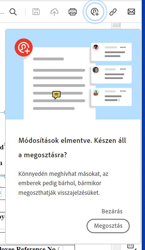 Fájl megosztása üzenet, amikor létrehoz egy PDF-fájlt a vágólapról, weboldalról vagy üres oldalból 