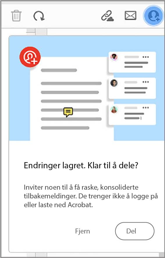 Del fil-ledetekst etter at du har opprettet en PDF fra utklippstavle, nettside, eller tom side 