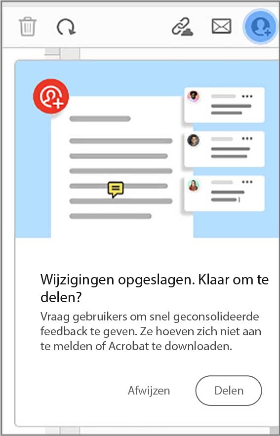 Vragen om bestand te delen nadat u een PDF hebt gemaakt via het klembord, een webpagina of een lege pagina 