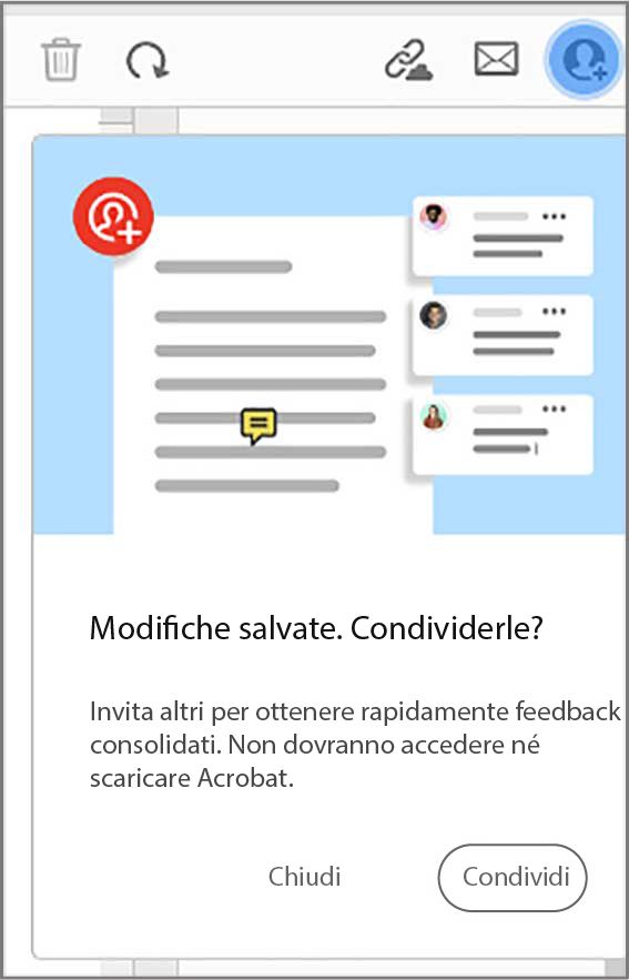 Suggerimento per condividere il file dopo aver creato un PDF dagli Appunti, da una pagina web o con una pagina vuota. 