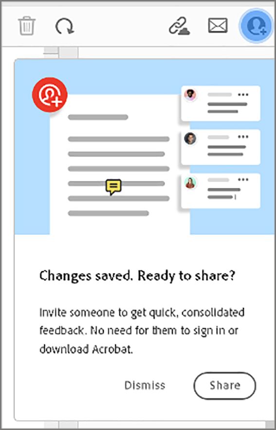 موجه مشاركة الملف بعد إنشاء ملف PDF من الحافظة أو صفحة ويب أو صفحة فارغة 