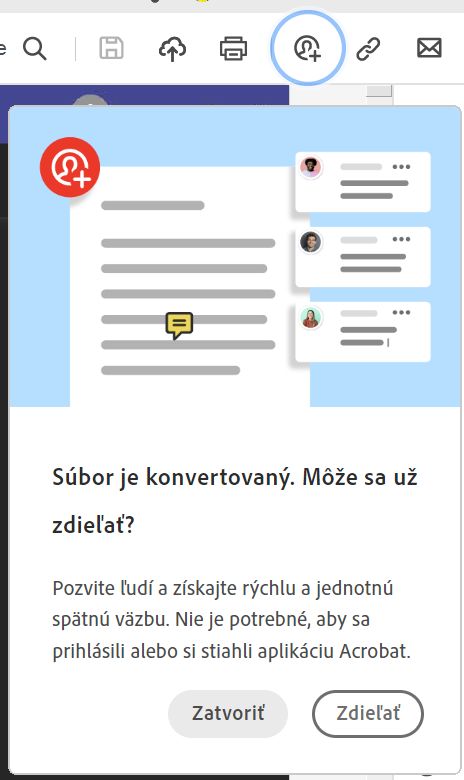 Po konvertovaní na súbor PDF zdieľajte výzvu súboru