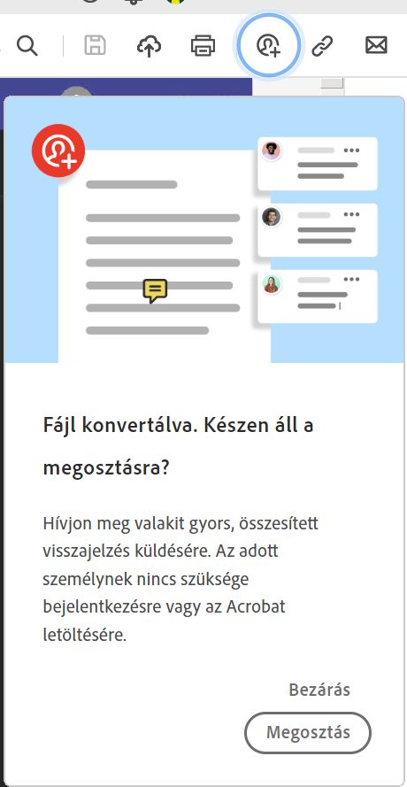 Fájl megosztása üzenet a PDF-re konvertálás után