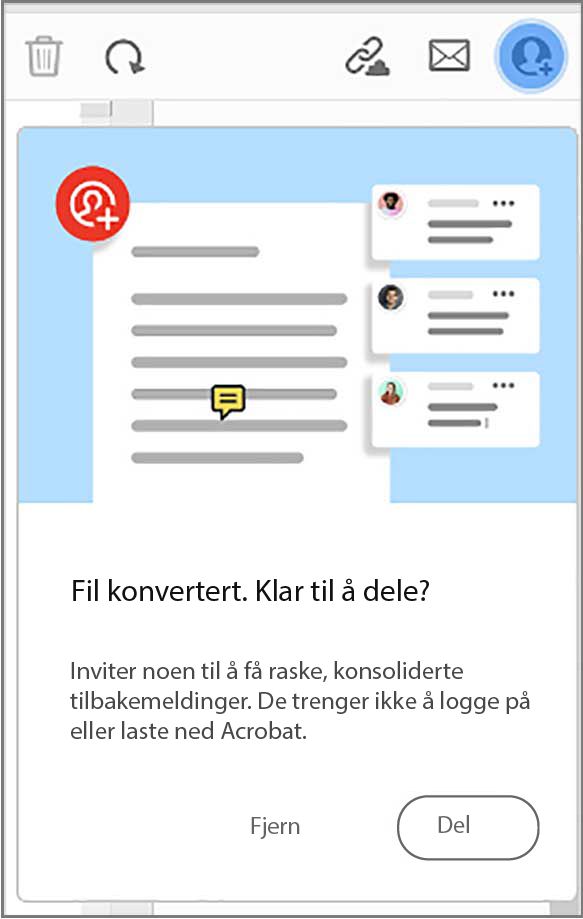 Del file-ledetekst etter at du har konvertert til PDF
