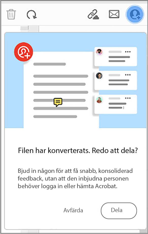 Uppmaning om att dela fil efter att du har konverterat till PDF