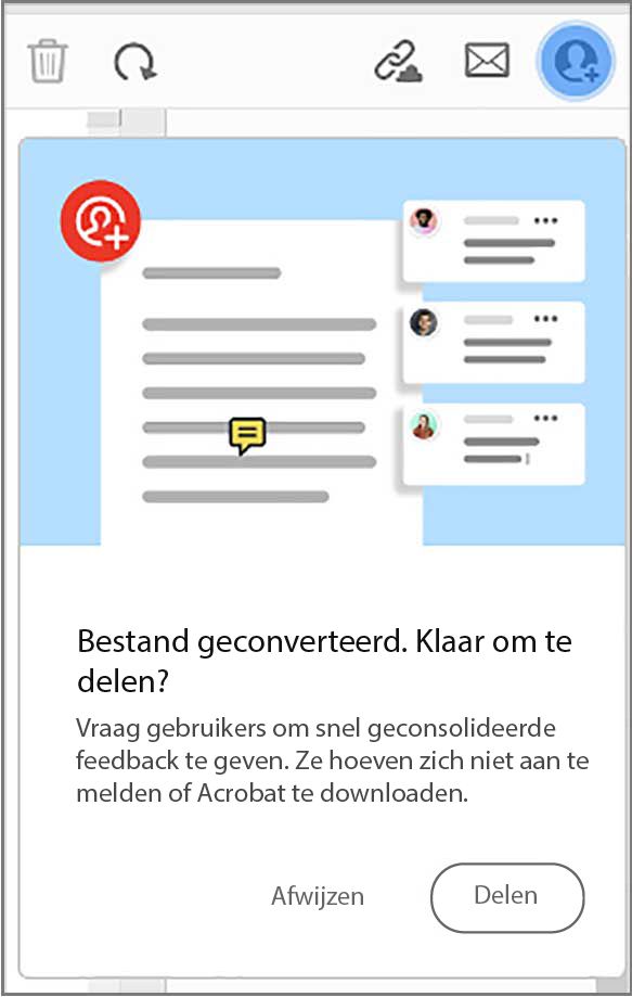 Vragen om bestand te delen nadat u het bestand hebt geconverteerd naar een PDF