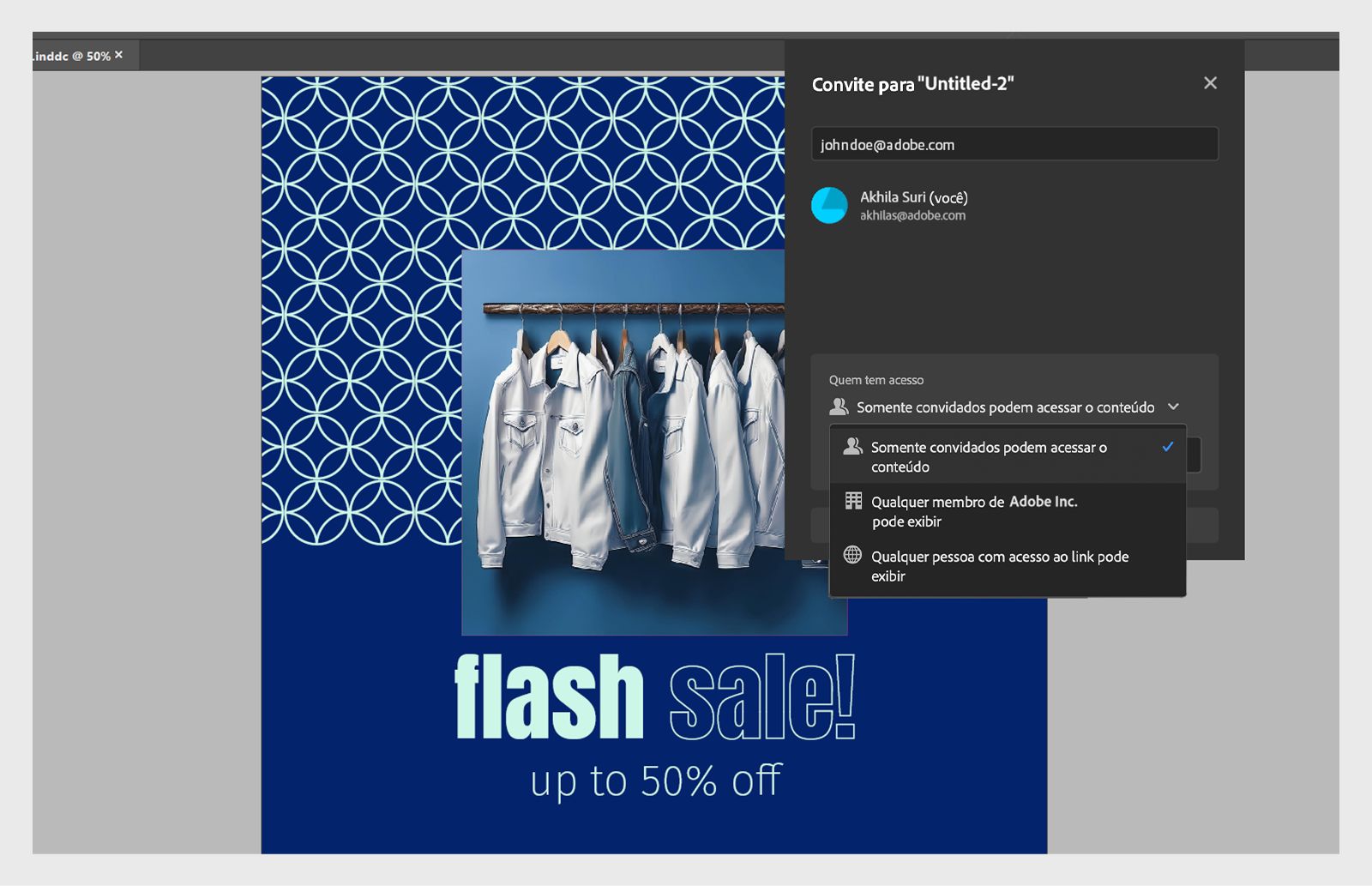 Captura de tela mostrando as opções disponíveis na caixa de diálogo Compartilhar para revisão