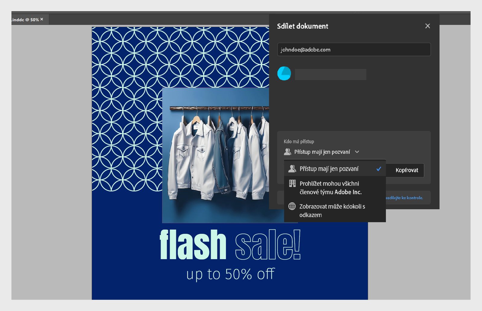 Snímek obrazovky zobrazující možnosti dostupné v dialogovém okně Sdílet kvůli hodnocení