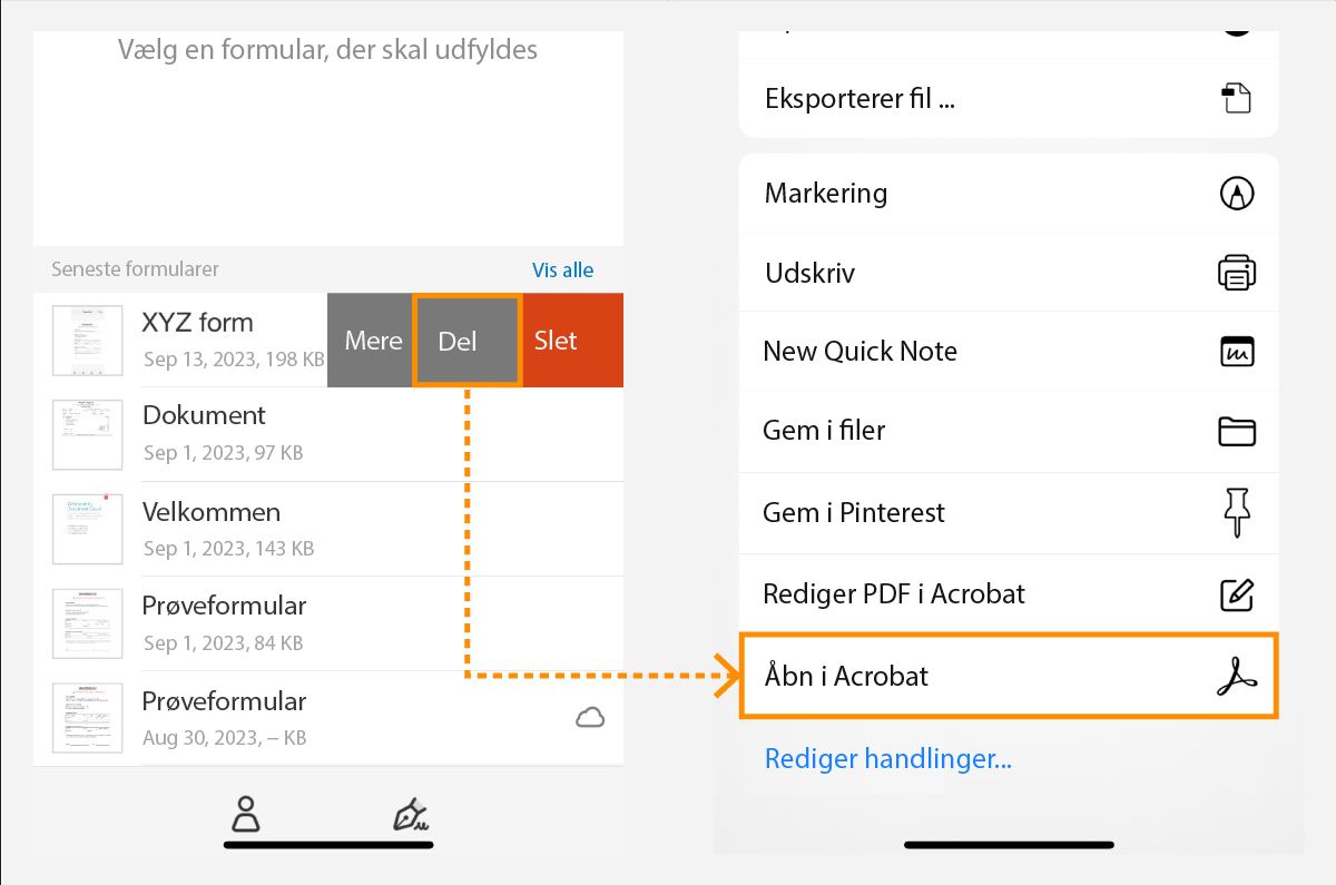 Del Fill & Sign iOS-filer til Adobe-cloud-lagring.