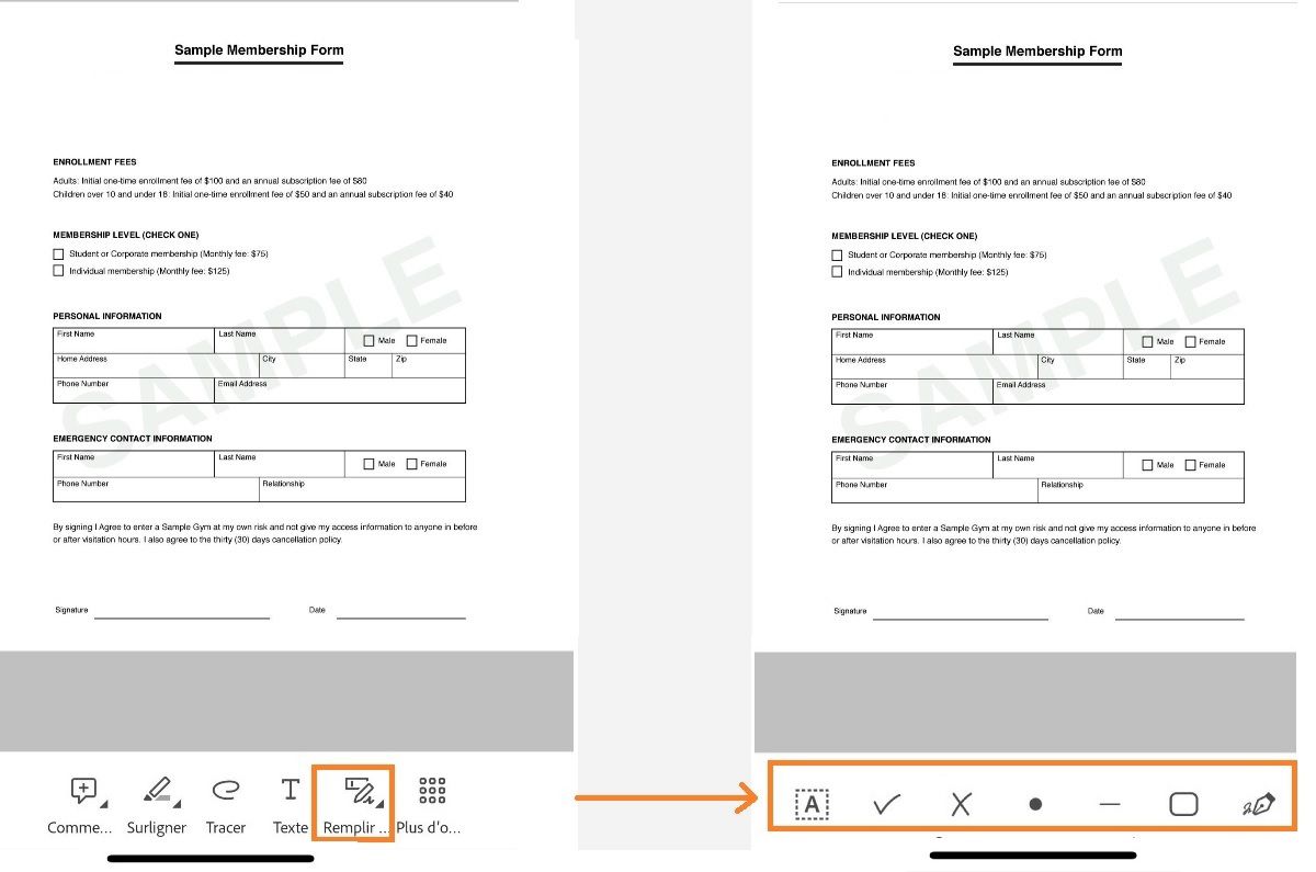 Partage de fichiers Fill & Sign dans iOS