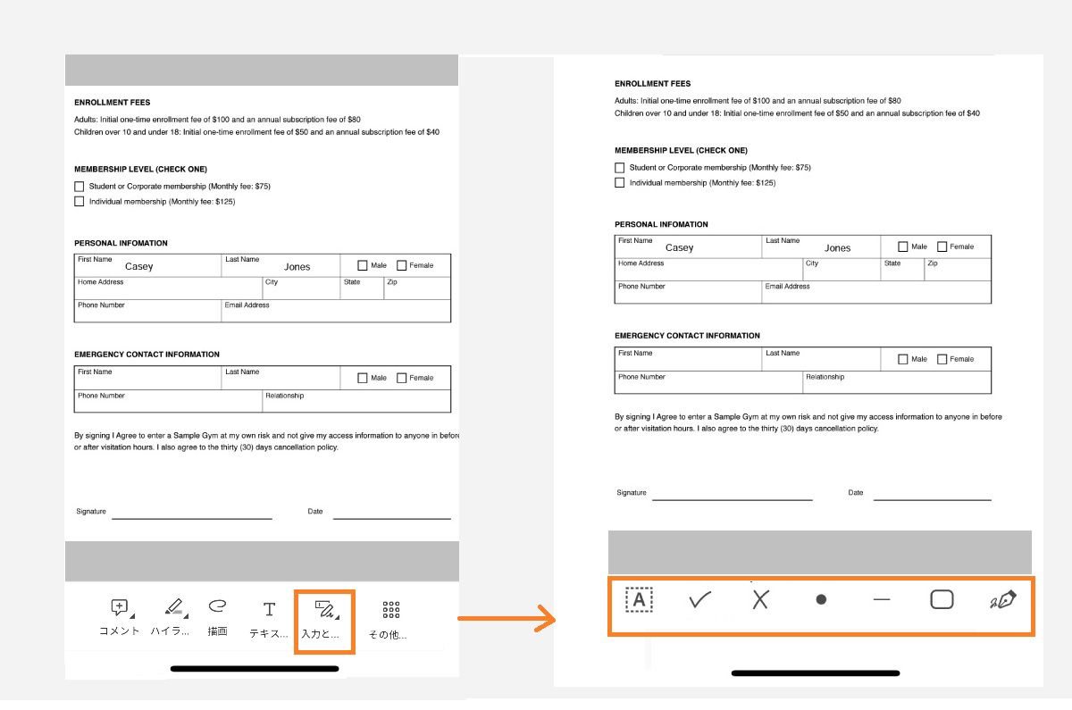 Fill & Sign iOS ファイルの共有