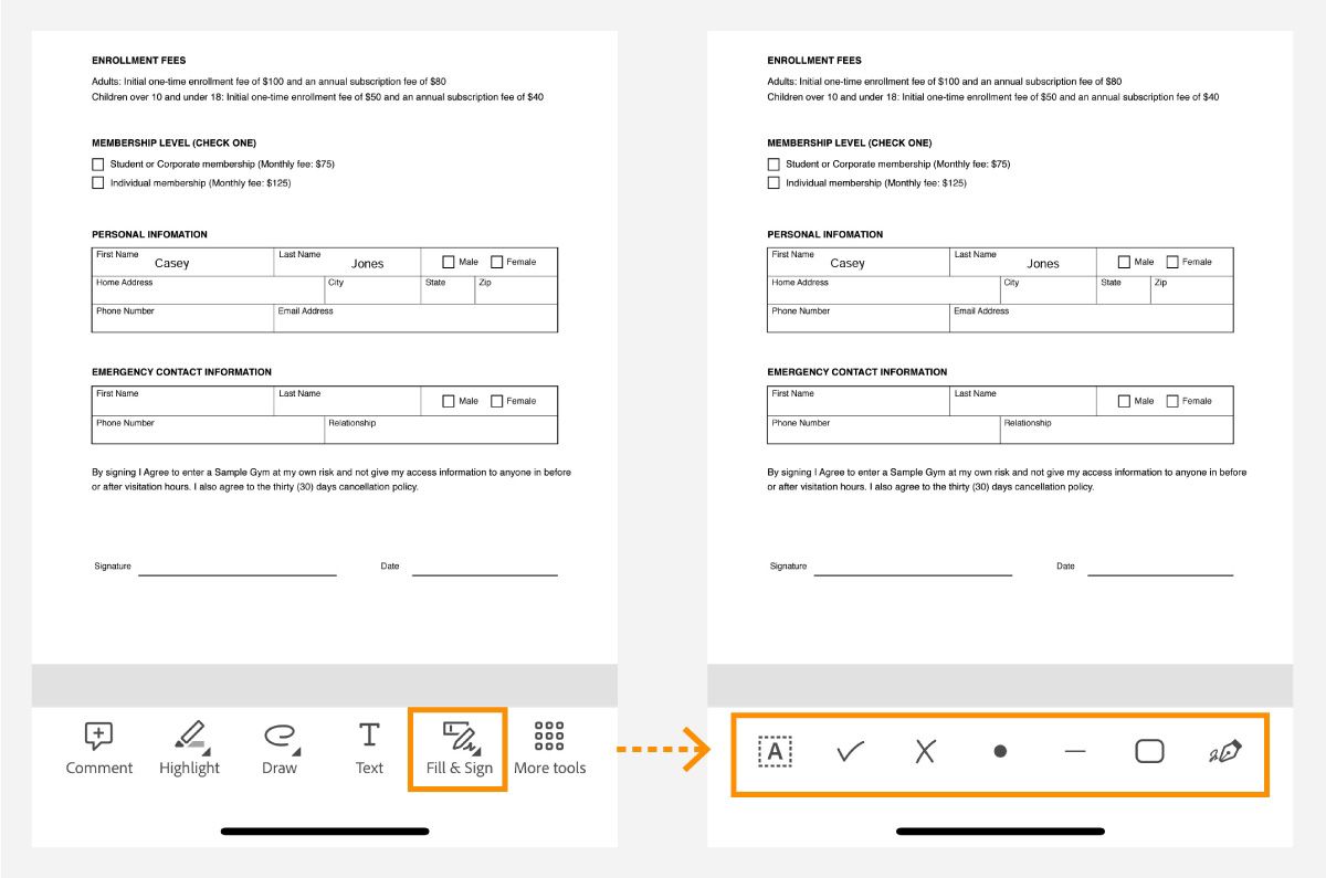 مشاركة ملفات Fill & Sign الموجودة في نظام iOS