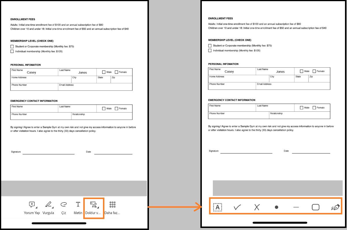 Fill & Sign iOS dosyalarını paylaşma
