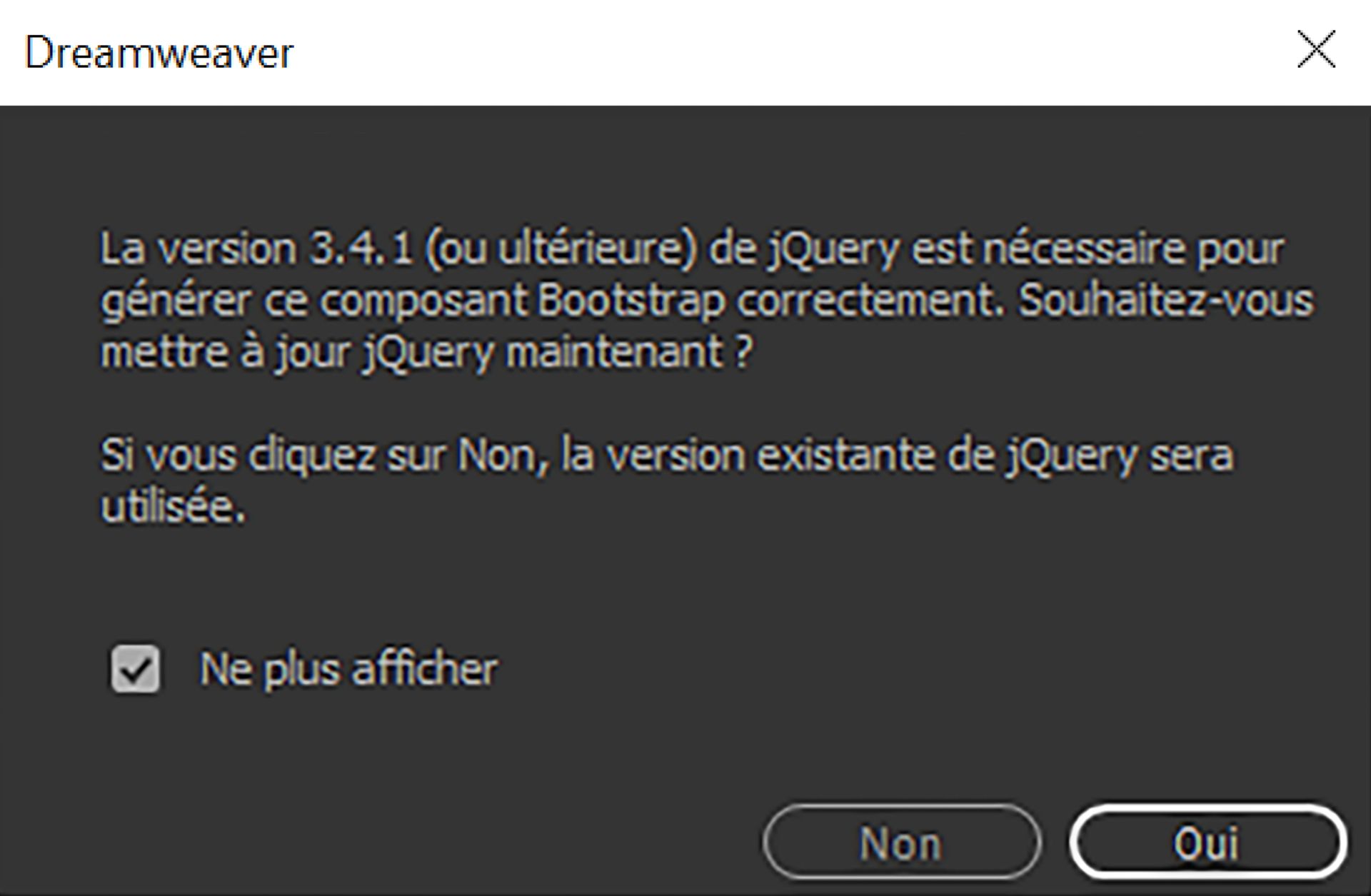 Boîte de dialogue contextuelle jQuery