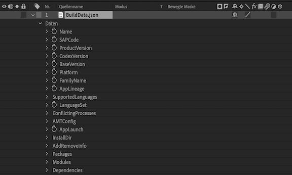 JSON-Dateneigenschaftengruppe im Zeitleistenfenster