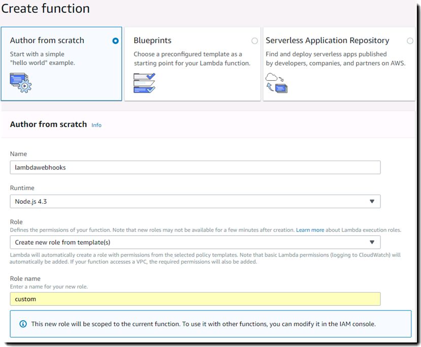 AWS での関数の作成