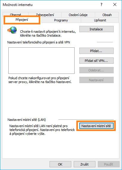 Nastavení místní sítě