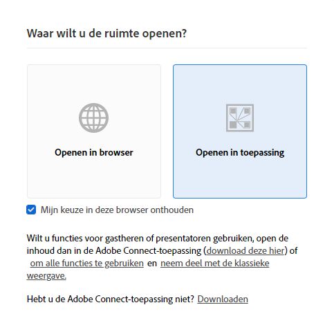Startscherm van Connect-ruimte voor tablet