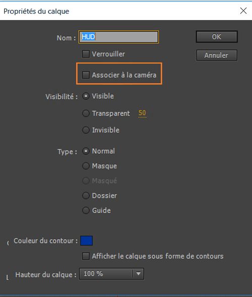 Association d’un calque à la caméra
