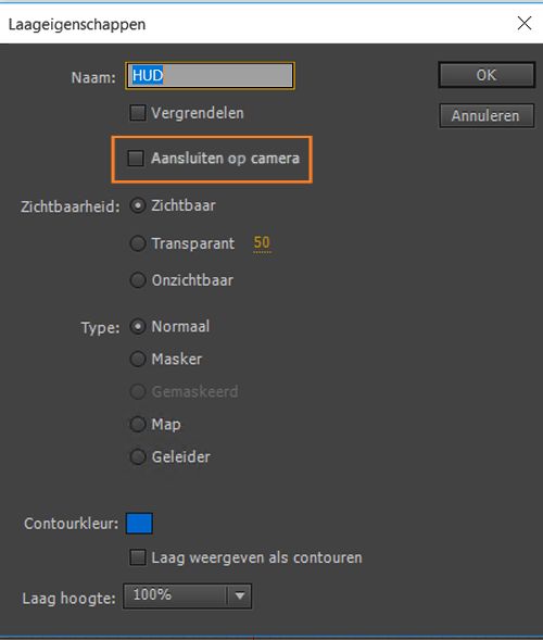 Een laag vergrendelen met de camera