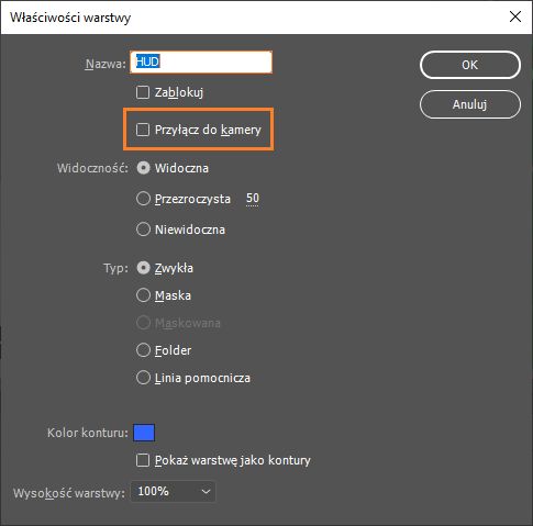 Blokowanie warstwy na kamerze