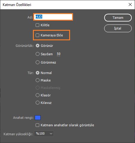 Kamera ile bir katmanı kilitleme