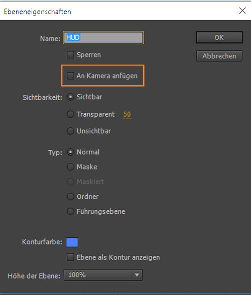 Sperren einer Ebene mit Kamera
