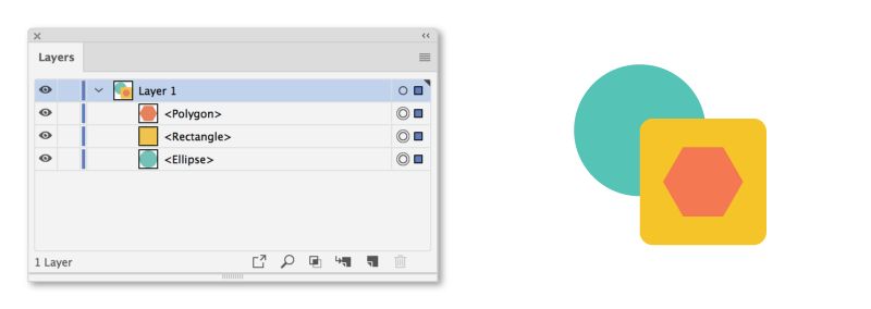 Live Rectangle وEllipse في لوحة Layers