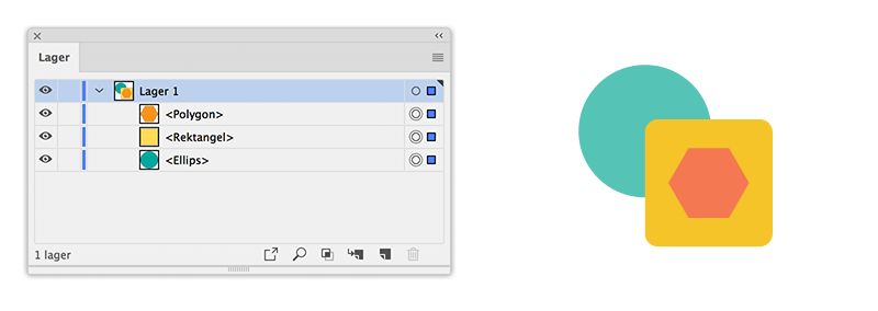 Live-rektangel och ellips i panelen Lager