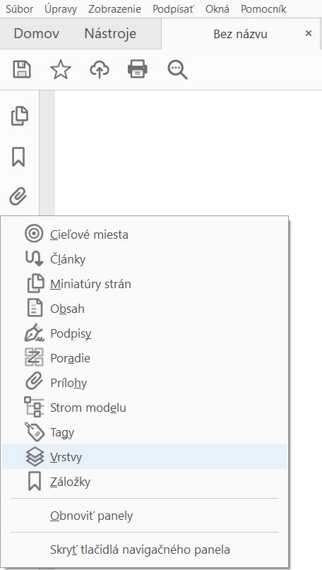 V kontextovej ponuke na ľavom paneli vyberte položku Vrstvy