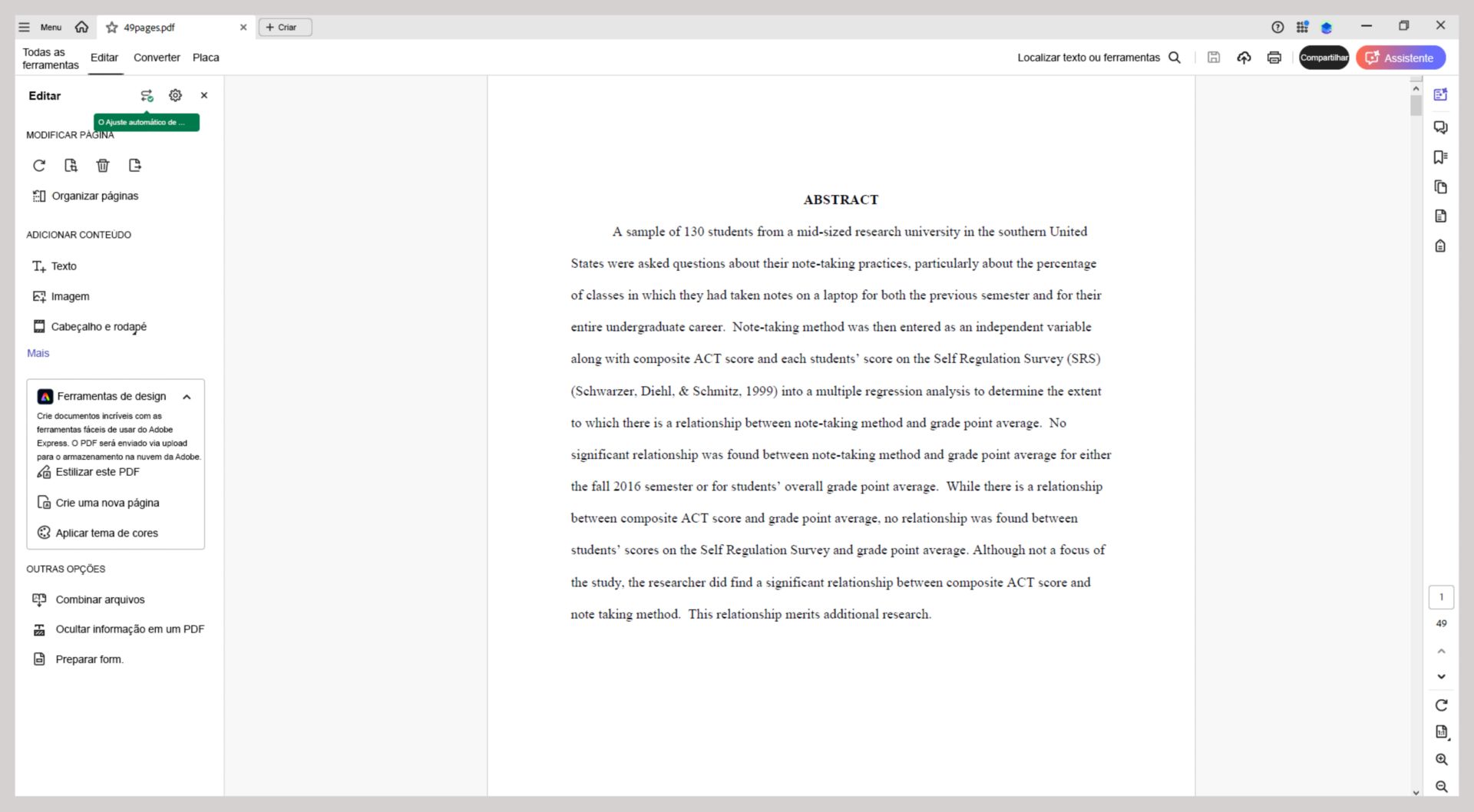 O recurso Ajuste automático agora é compatível com PDFs de até 50 páginas