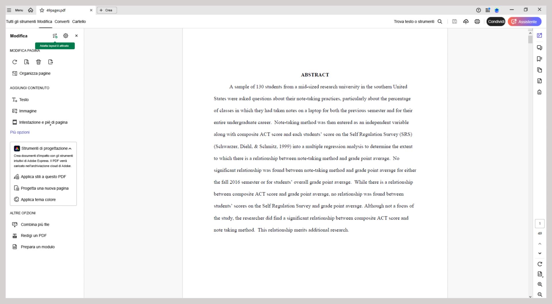 La funzione di regolazione automatica ora supporta i file PDF che contengono fino a un massimo di 50 pagine