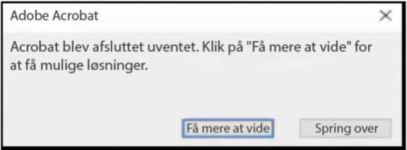 Vælg Få mere at vide for at se trin til fejlfinding af problemet med nedbruddet