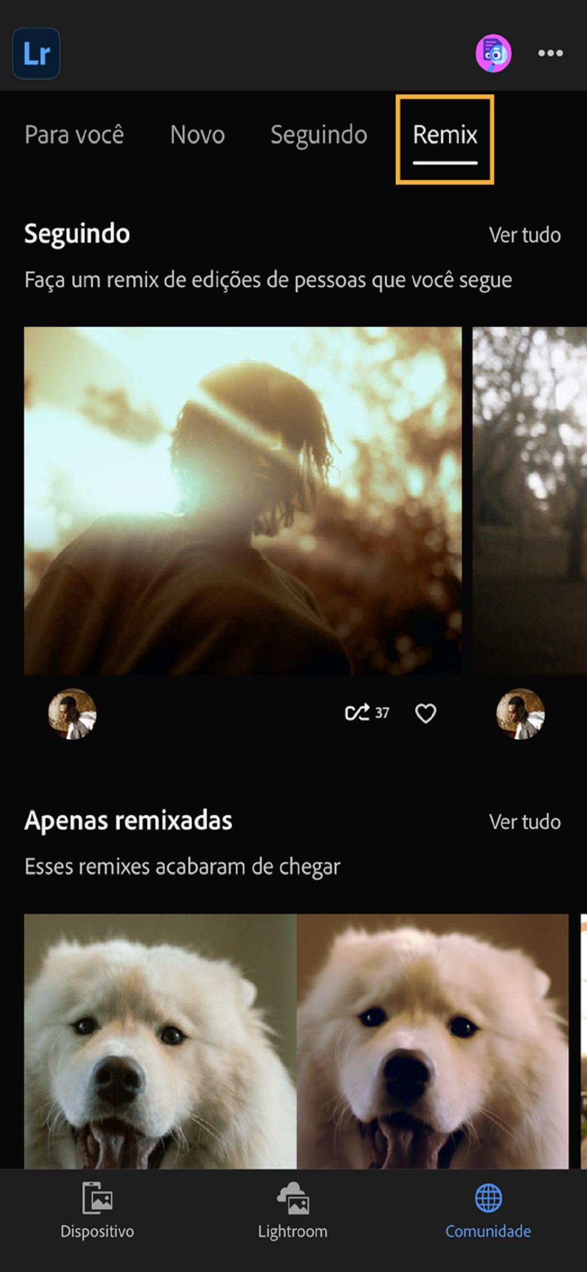 Remix no Lightroom para iOS