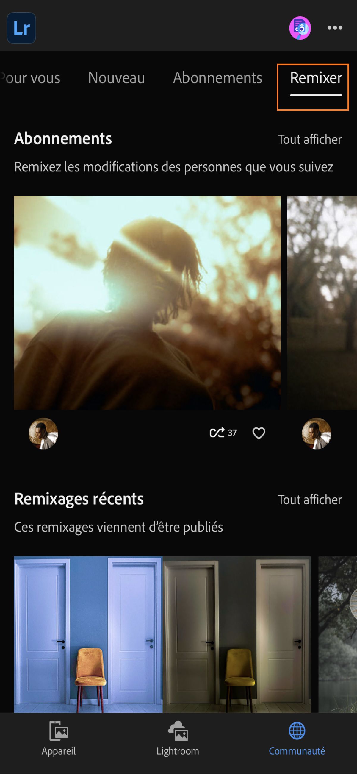 Remixage dans Lightroom pour iOS