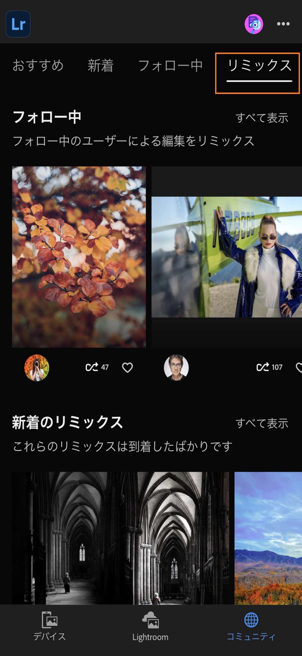 Lightroom iOS 版のリミックス