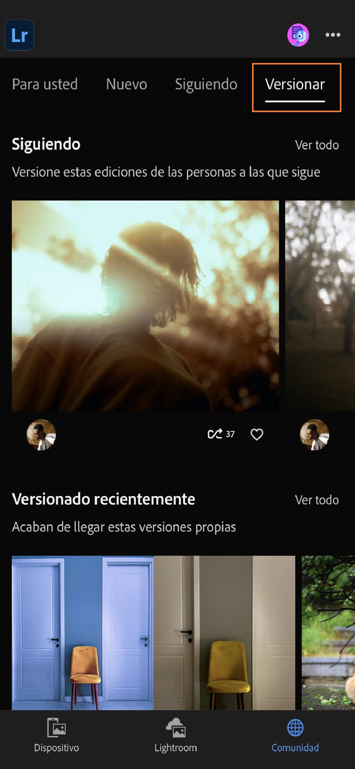 Versión en Lightroom para iOS