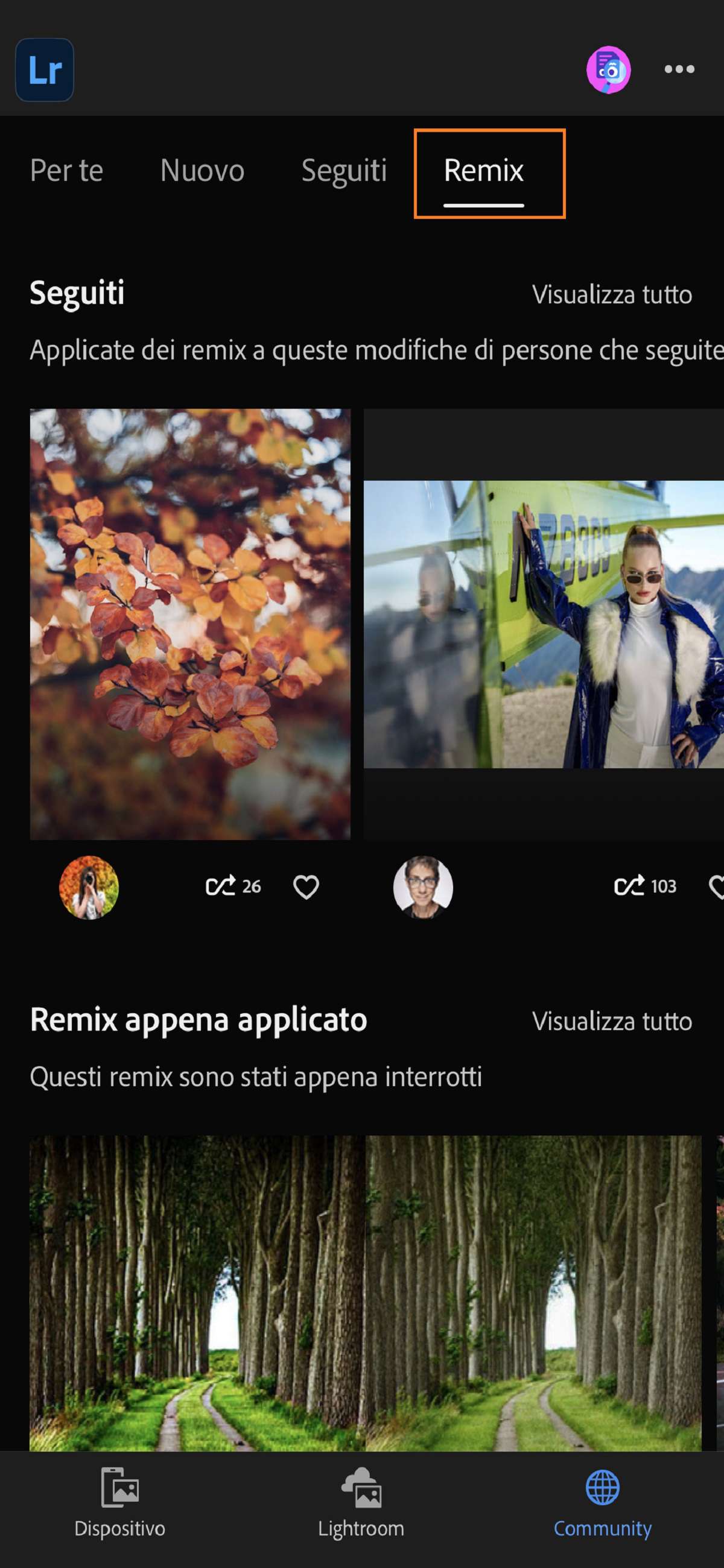 Remix in Lightroom per iOS
