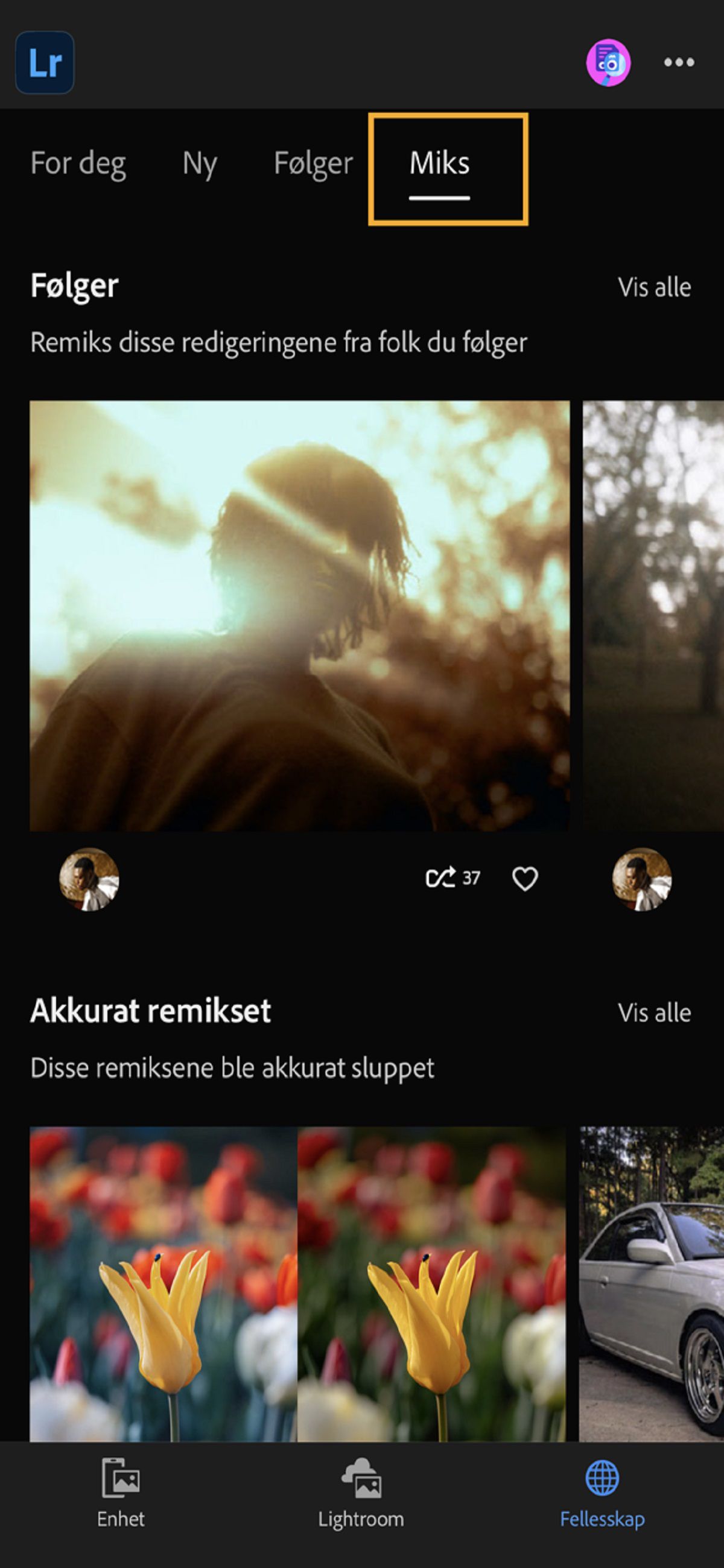 Remiks i Lightroom for iOS