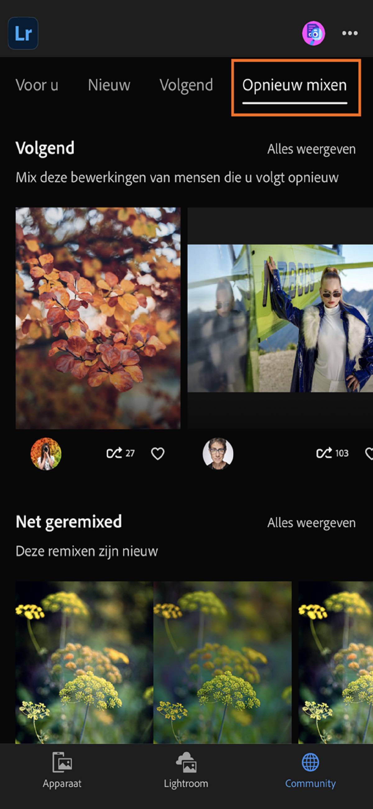 Remix in Lightroom voor iOS
