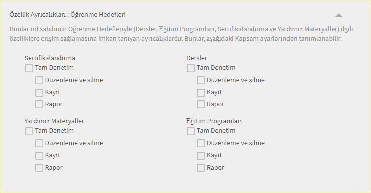 Öğrenme hedefi izinlerini belirleme