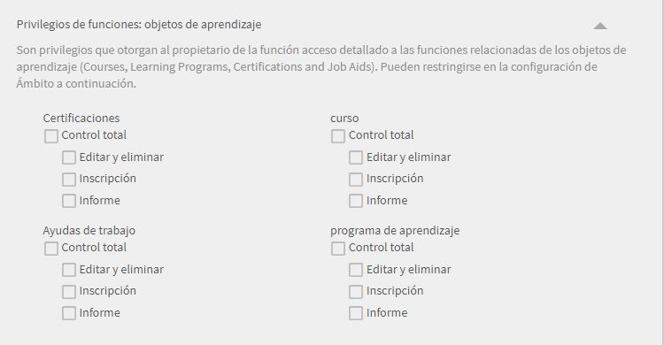 Definir permisos para objetos de aprendizaje