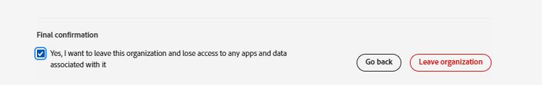 Leave organizaiton - Confirmation