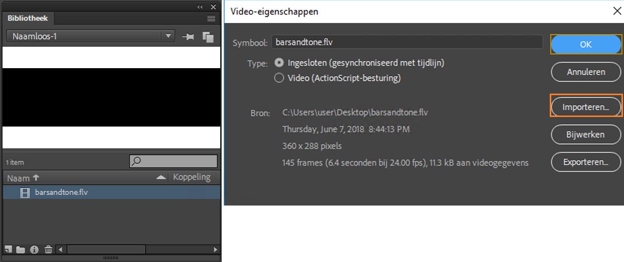 De optie Importeren naar bibliotheek