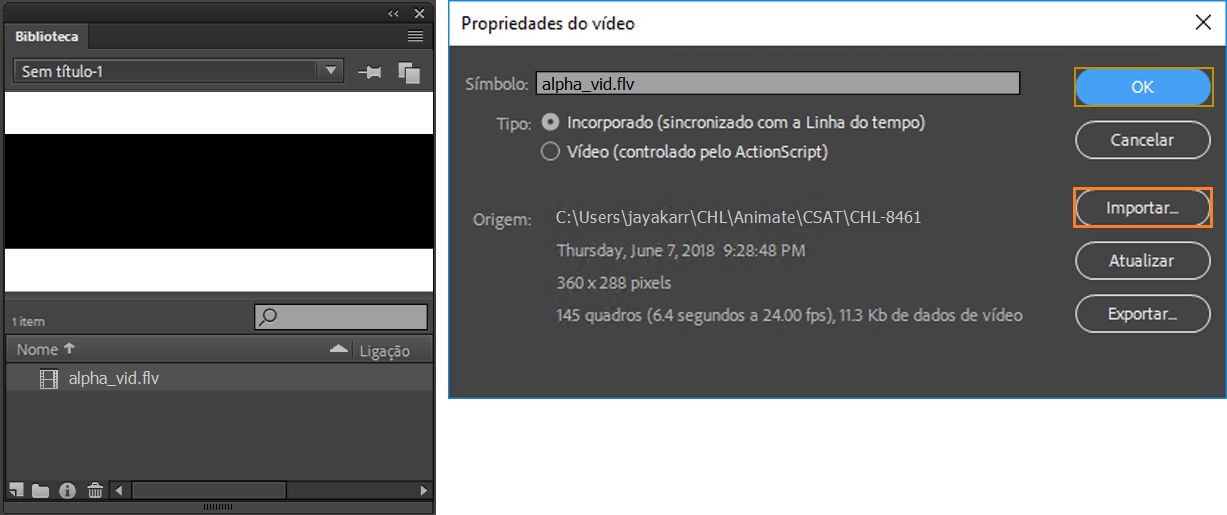 Opção Importar para biblioteca