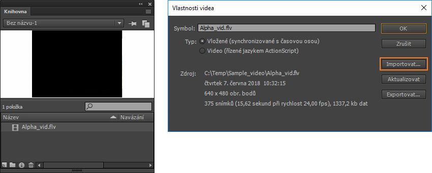 Možnost Importovat do knihovny