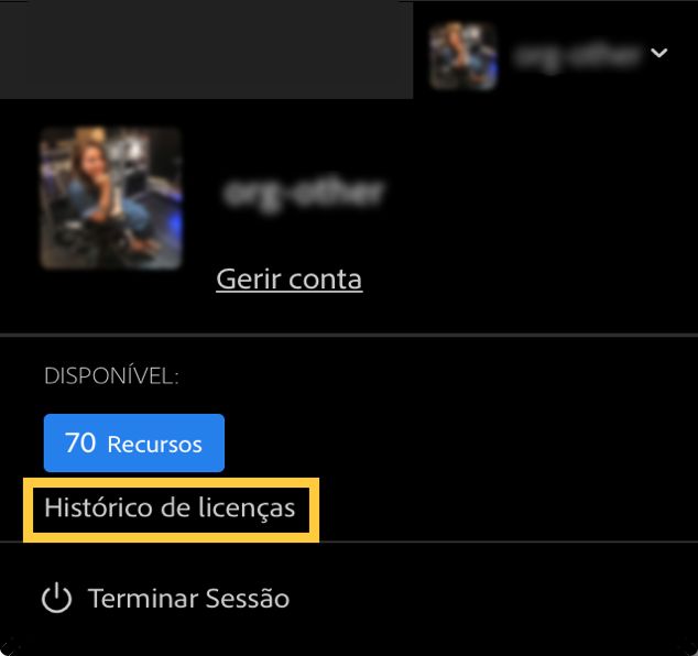 Navegar até o histórico de licenças