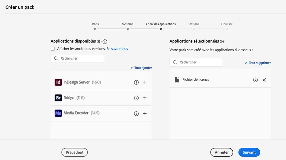 choisir licence uniquement